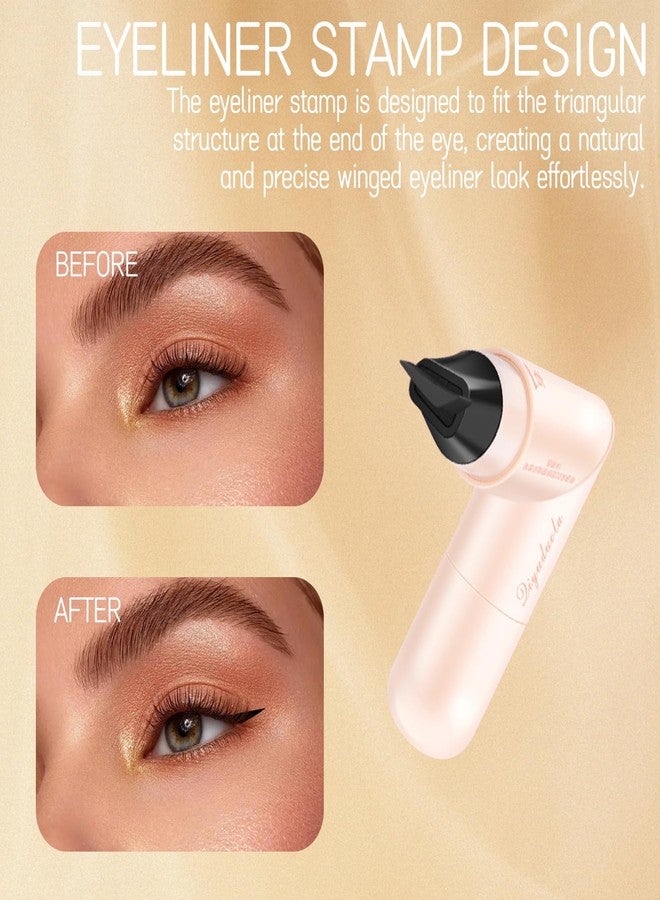 Roioiow 2 pieces Wing Eyeliner Stamp & Liquid Eyeliner Pen - Double-Ended, Waterproof, Smudge-proof, Quick Makeup Tool for Women - Ideal Gift for Beginners - Image 2